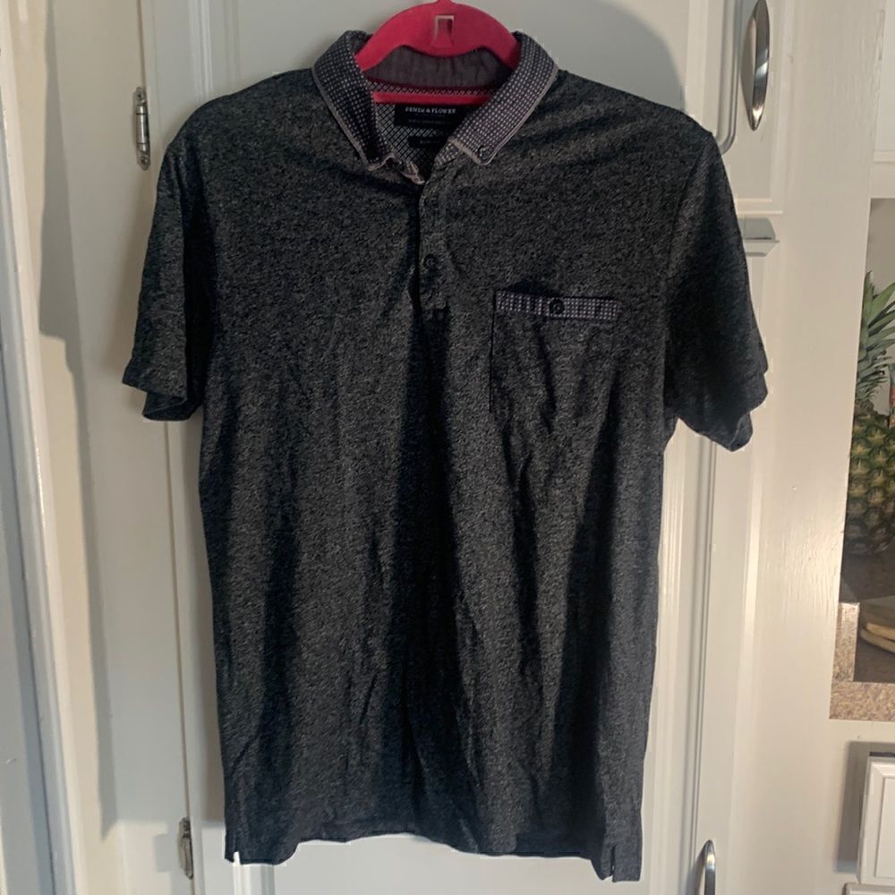 Denim & Flower GUC gray Ricky Singh slim fit polo shirt Size small